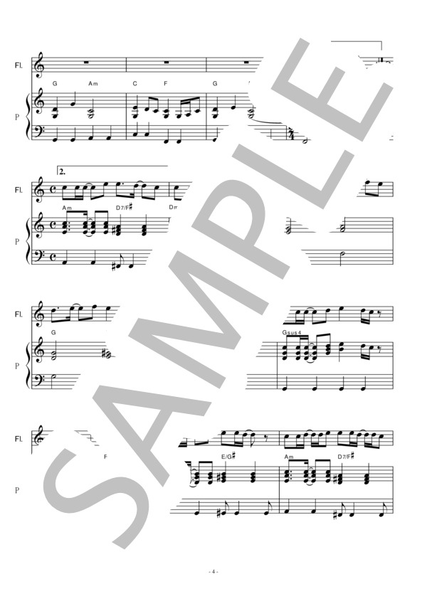 【フルート楽譜】世界に一つだけの花（フルートピアノ伴奏） (槇原 敬之) / その他 - サンプル譜面 4/5