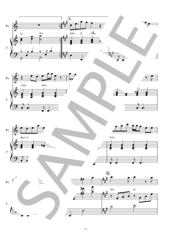 【フルート楽譜】渡月橋～君想ふ～（倉木麻衣）「名探偵コナン から紅の恋歌」（フルートピアノ伴奏） (徳永 暁人) / その他 - サンプル譜面 4/5