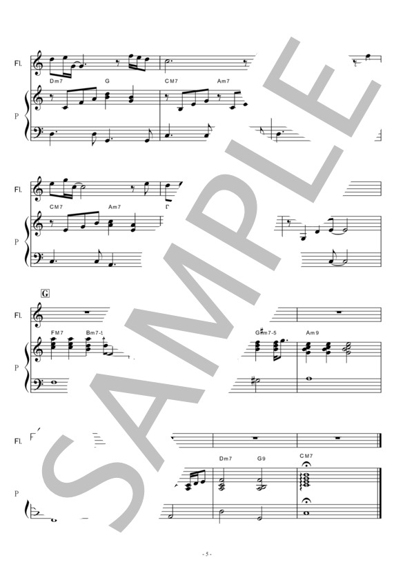 【フルート楽譜】卒業写真（松任谷由実）荒井由実（フルートピアノ伴奏） (荒井 由実) / その他 - サンプル譜面 5/5