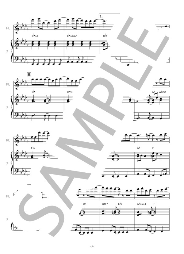 【フルート楽譜】HANABI(Mr.Children)「コードブルー・ドクターヘリ緊急救命」（フルートピアノ伴奏） (桜井 和寿) / ギター弾き語り その他 - サンプル譜面 5/5
