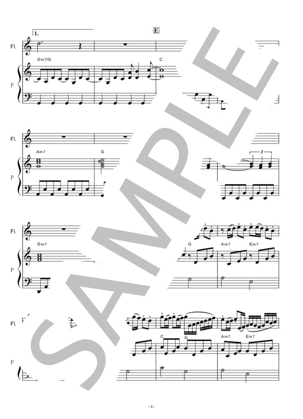 【フルート楽譜】クリスマス・イブ（山下達郎）（フルートピアノ伴奏） (山下 達郎) / その他 - サンプル譜面 4/5