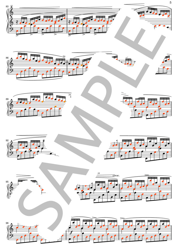 【color5楽譜】ショパン 「幻想即興曲」初期稿＆決定稿 2つの異なる稿を同梱 (フレデリック・ショパン) / ピアノソロ 中〜上級 - サンプル譜面 5/5