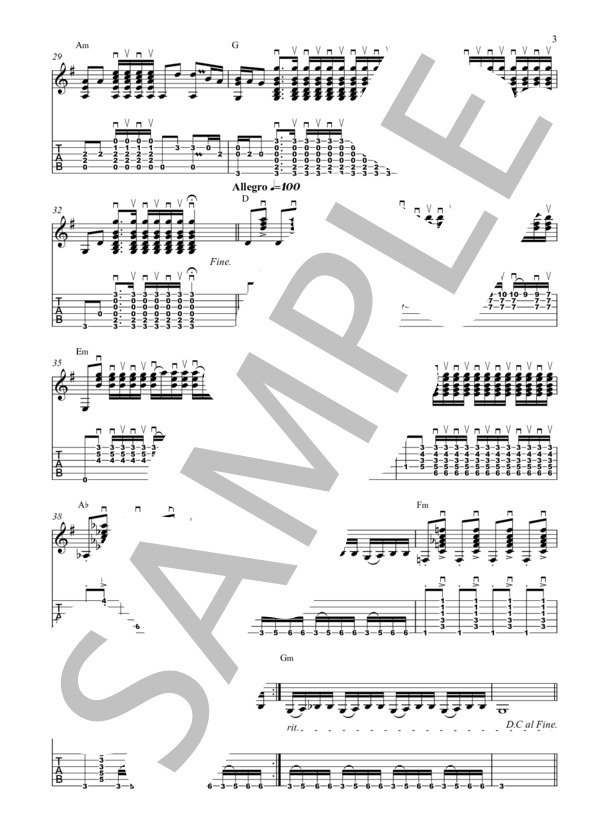 【ギター・ソロ】ダッタン人の踊り 踊り第17番 (アレクサンドル・ボロディン) / ギター弾き語り その他 - サンプル譜面 3/3