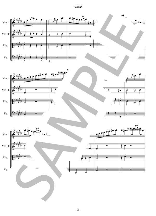 F・タルレガの「パバーナ」 / アンサンブル弦楽 その他 - サンプル譜面 2/3