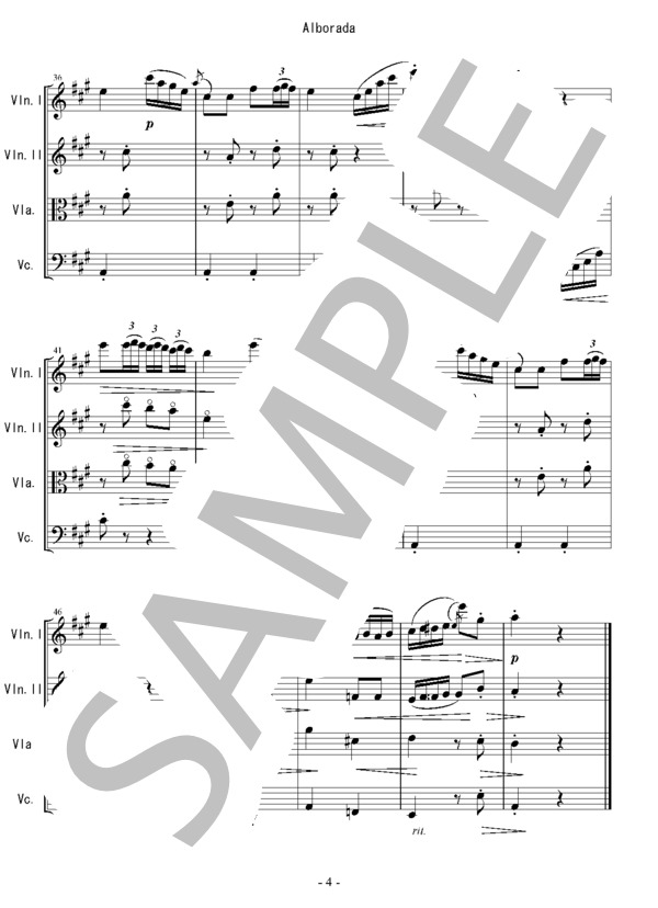 タルレガのアルボラーダ（朝の歌） / アンサンブル弦楽 その他 - サンプル譜面 4/4