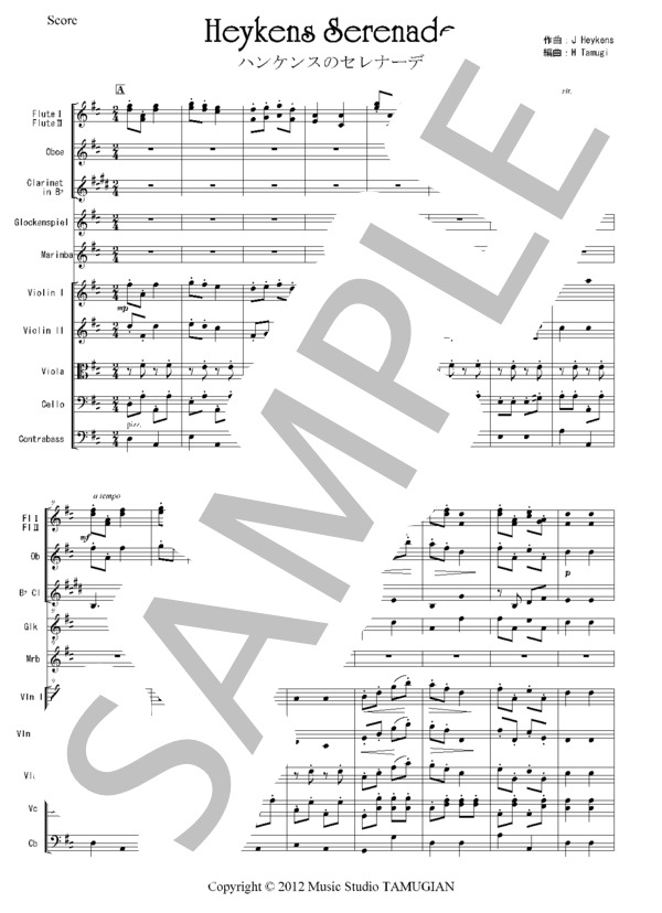 ハイケンスのセレナーデ室内管弦楽 / アンサンブル木管 その他 - サンプル譜面 1/5