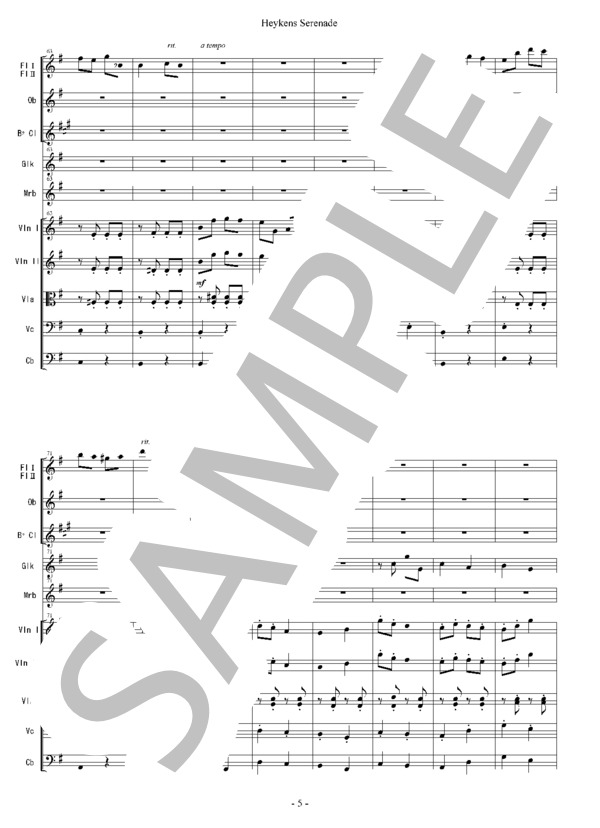 ハイケンスのセレナーデ室内管弦楽 / アンサンブル木管 その他 - サンプル譜面 5/5