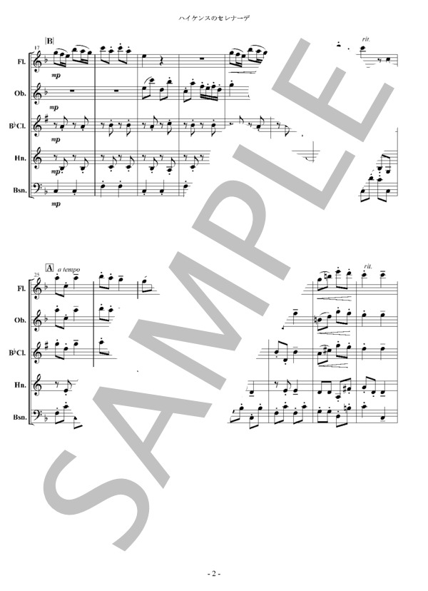 ハイケンスのセレナーデ木管五重奏 / アンサンブル木管 その他 - サンプル譜面 2/5