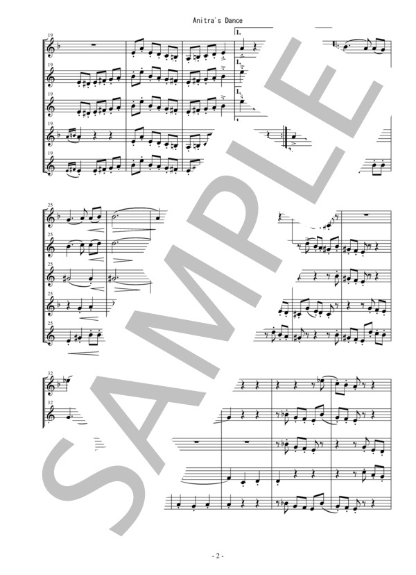 オカリーナ5重奏楽譜 アニトラの踊り G (エドヴァルド・ハーゲルップ・グリーグ) / オカリナ その他 - サンプル譜面 2/5