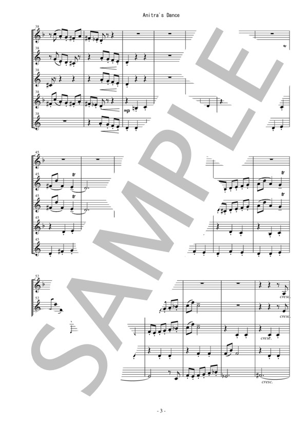 オカリーナ5重奏楽譜 アニトラの踊り G (エドヴァルド・ハーゲルップ・グリーグ) / オカリナ その他 - サンプル譜面 3/5