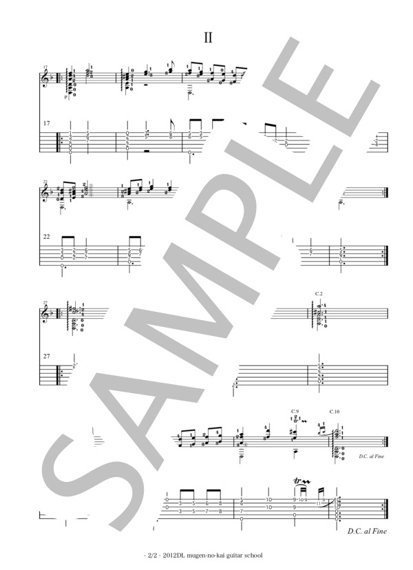 ギターソロ タブ譜 二つのメヌエット / ラモー (ジャン=フィリップ・ラモー) / 中級 - サンプル譜面 2/2