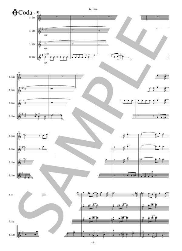 Sax四重奏「メリッサ」(SATB版） (ak.homma) / バンドスコア その他 - サンプル譜面 5/5