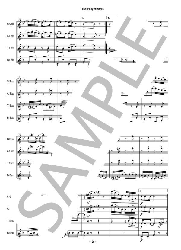 Sax四重奏「イージー・ウィナーズ」(SATB版） / バンドスコア その他 - サンプル譜面 3/5