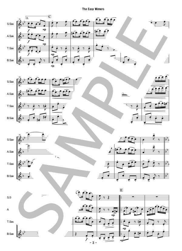 Sax四重奏「イージー・ウィナーズ」(SATB版） / バンドスコア その他 - サンプル譜面 4/5