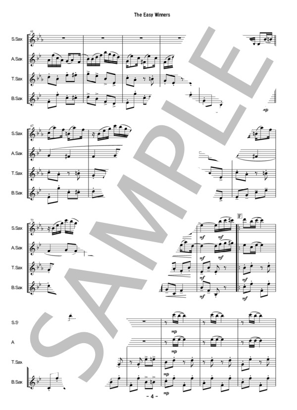 Sax四重奏「イージー・ウィナーズ」(SATB版） / バンドスコア その他 - サンプル譜面 5/5