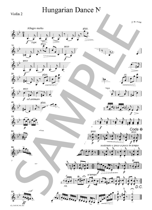 ブラームス ハンガリー舞曲 第1番 弦楽四重奏 CB302 (ヨハネス・ブラームス) / アンサンブル弦楽 中級 - サンプル譜面 2/5