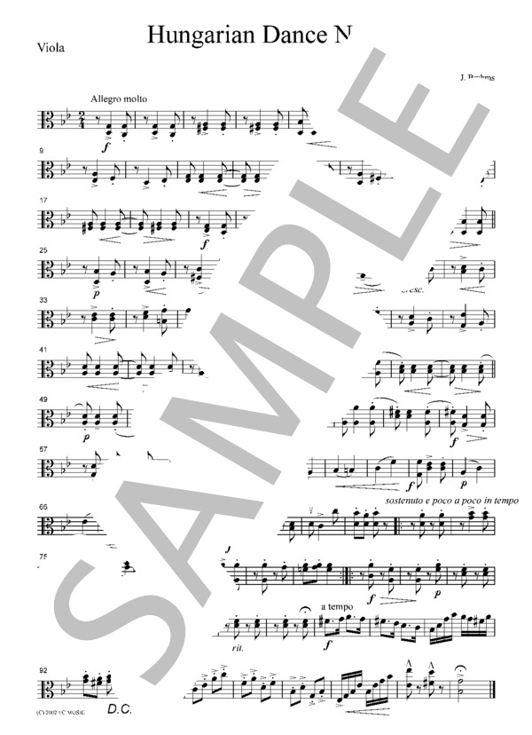 ブラームス ハンガリー舞曲 第1番 弦楽四重奏 CB302 (ヨハネス・ブラームス) / アンサンブル弦楽 中級 - サンプル譜面 3/5