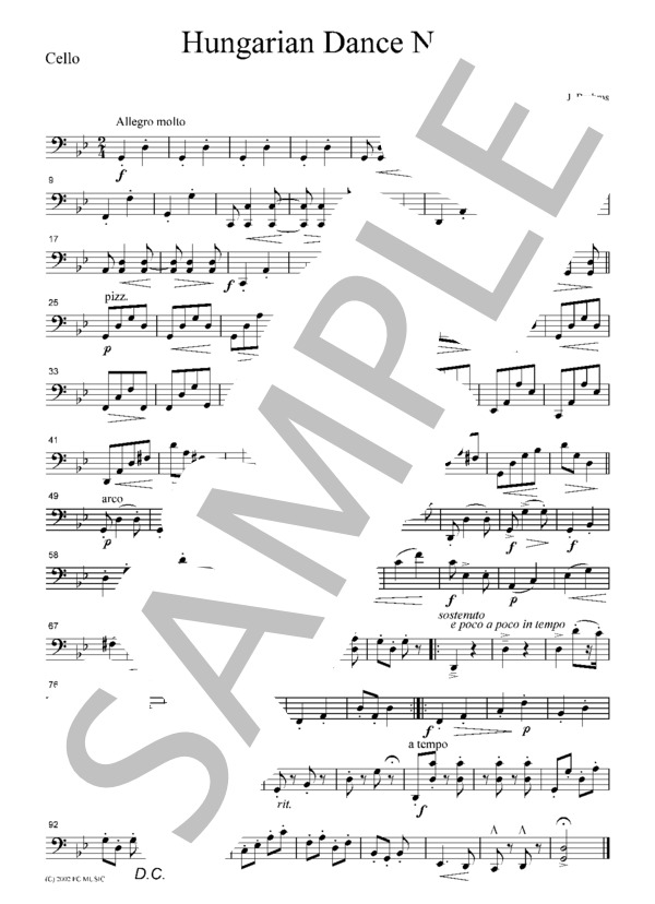 ブラームス ハンガリー舞曲 第1番 弦楽四重奏 CB302 (ヨハネス・ブラームス) / アンサンブル弦楽 中級 - サンプル譜面 4/5