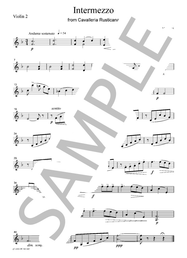 マスカーニ 「カバレリア・ルスティカーナ」より 間奏曲 弦楽四重奏 CM301 (ピエトロ・マスカーニ) / アンサンブル弦楽 初〜中級 - サンプル譜面 2/5