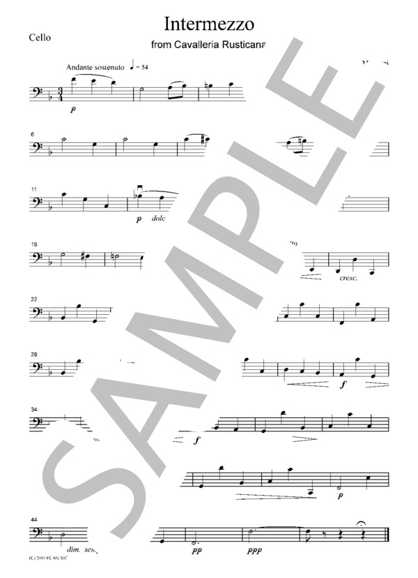 マスカーニ 「カバレリア・ルスティカーナ」より 間奏曲 弦楽四重奏 CM301 (ピエトロ・マスカーニ) / アンサンブル弦楽 初〜中級 - サンプル譜面 4/5