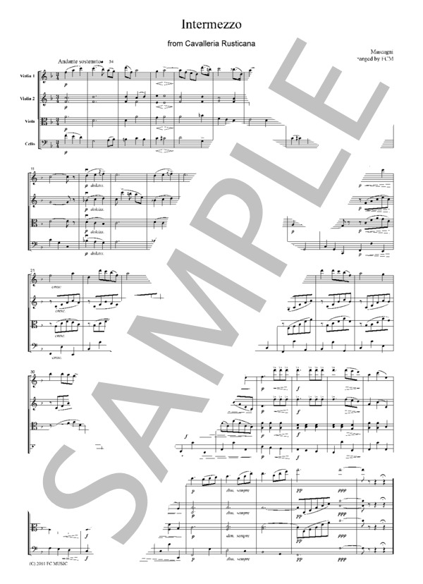 マスカーニ 「カバレリア・ルスティカーナ」より 間奏曲 弦楽四重奏 CM301 (ピエトロ・マスカーニ) / アンサンブル弦楽 初〜中級 - サンプル譜面 5/5