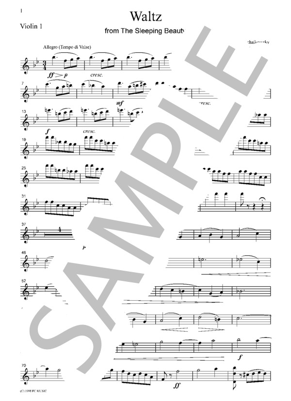 チャイコフスキー バレエ 眠りの森の美女より ワルツ 弦楽四重奏 CT003 (ピョートル・イリイチ・チャイコフスキー) / アンサンブル弦楽 中級 - サンプル譜面 1/5