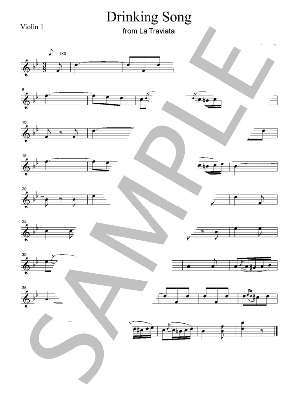 ヴェルディ 乾杯の歌 弦楽四重奏 CV001 (ジュゼッペ・ヴェルディ) / アンサンブル弦楽 初級 - サンプル譜面 1/5