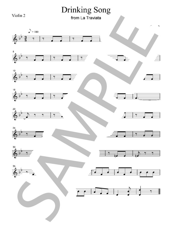 ヴェルディ 乾杯の歌 弦楽四重奏 CV001 (ジュゼッペ・ヴェルディ) / アンサンブル弦楽 初級 - サンプル譜面 2/5