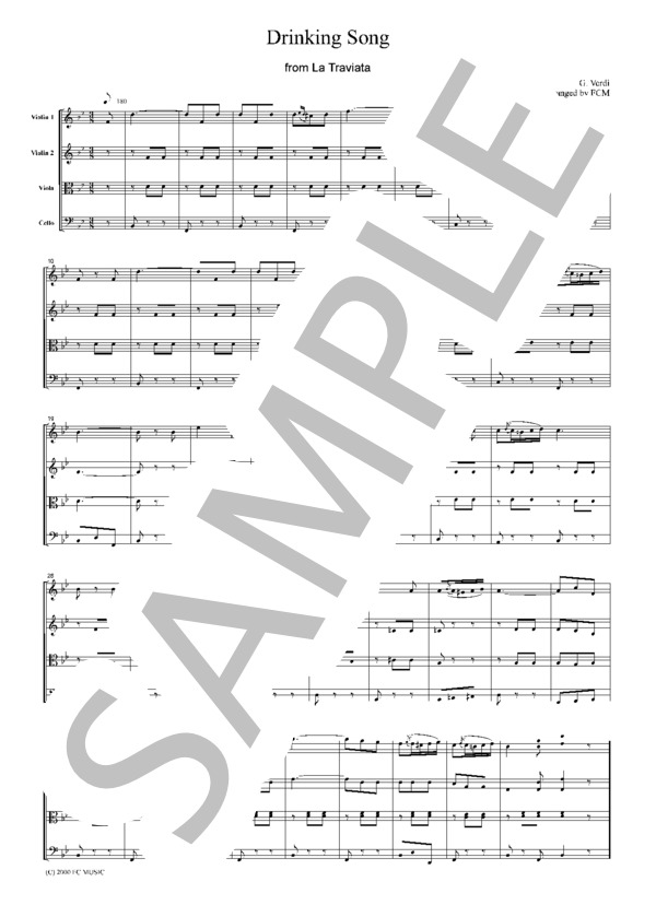 ヴェルディ 乾杯の歌 弦楽四重奏 CV001 (ジュゼッペ・ヴェルディ) / アンサンブル弦楽 初級 - サンプル譜面 5/5