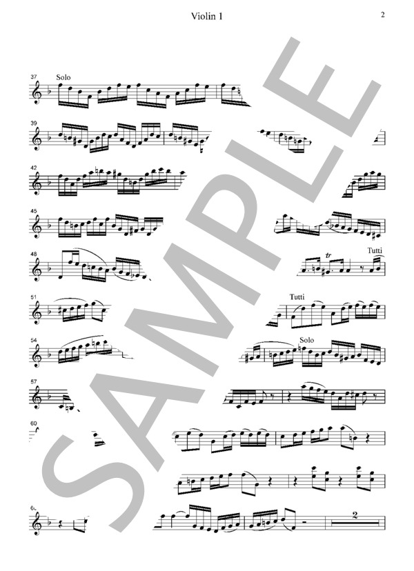 バッハ ヴァイオリンとオーボエのための協奏曲  ニ短調  BWV1060  全楽章  弦楽四重奏  CB225 (ヨハン・セバスチャン・バッハ) / アンサンブル弦楽 中〜上級 - サンプル譜面 2/5