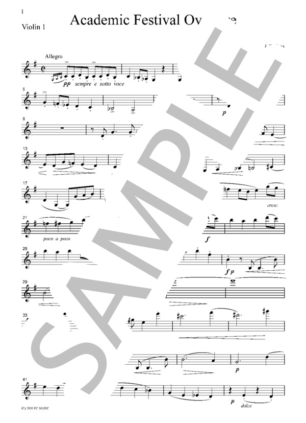 ブラームス 大学祝典序曲  弦楽四重奏  CB301 (ヨハネス・ブラームス) / アンサンブル弦楽 中級 - サンプル譜面 1/5