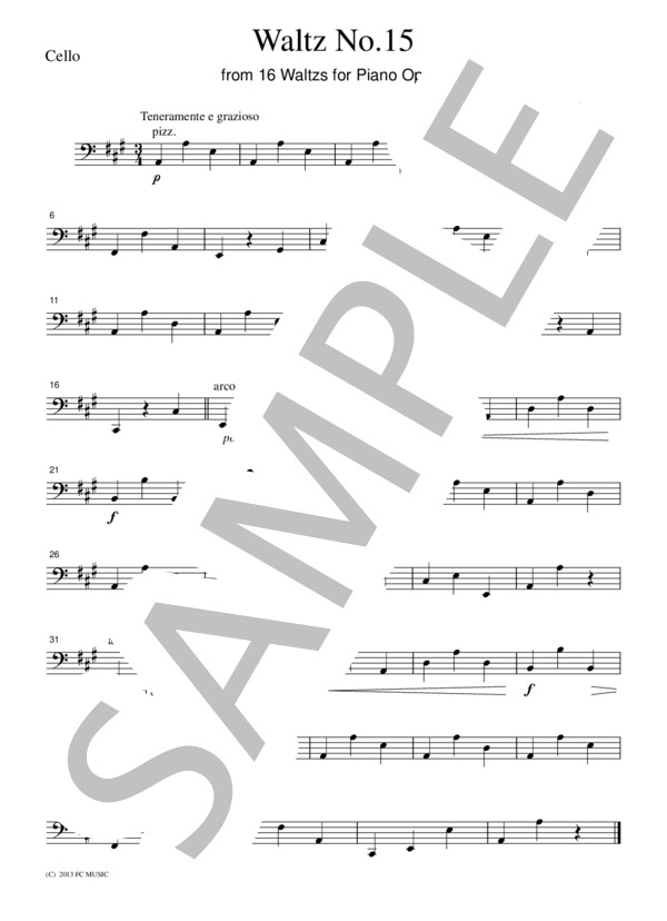 ブラームス ワルツ(Op.39  より)  弦楽四重奏  CB306 (ヨハネス・ブラームス) / アンサンブル弦楽 初〜中級 - サンプル譜面 4/5