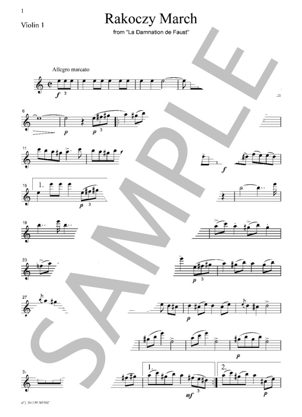 ベルリオーズ ラコッツィー行進曲  弦楽四重奏  CB701 (エクトル・ベルリオーズ) / アンサンブル弦楽 中級 - サンプル譜面 1/5