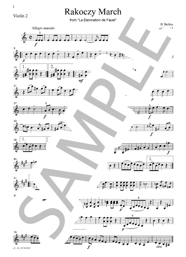 ベルリオーズ ラコッツィー行進曲  弦楽四重奏  CB701 (エクトル・ベルリオーズ) / アンサンブル弦楽 中級 - サンプル譜面 4/5