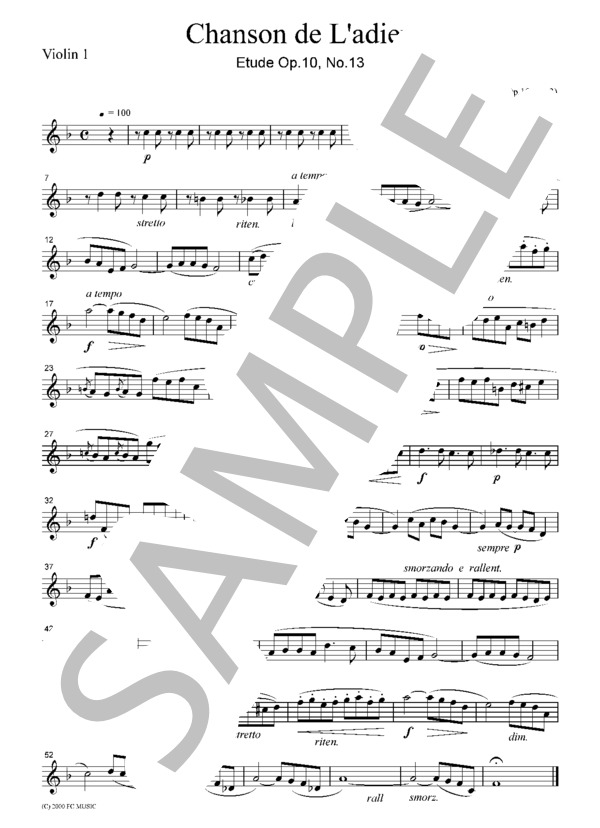 ショパン 別れの曲  弦楽四重奏  CC001 (フレデリック・ショパン) / アンサンブル弦楽 初〜中級 - サンプル譜面 1/5