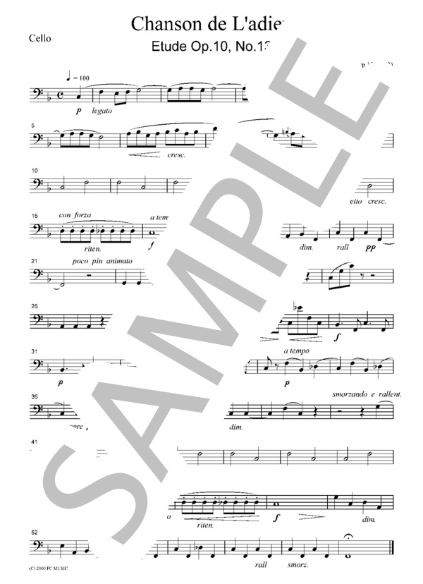 ショパン 別れの曲  弦楽四重奏  CC001 (フレデリック・ショパン) / アンサンブル弦楽 初〜中級 - サンプル譜面 4/5