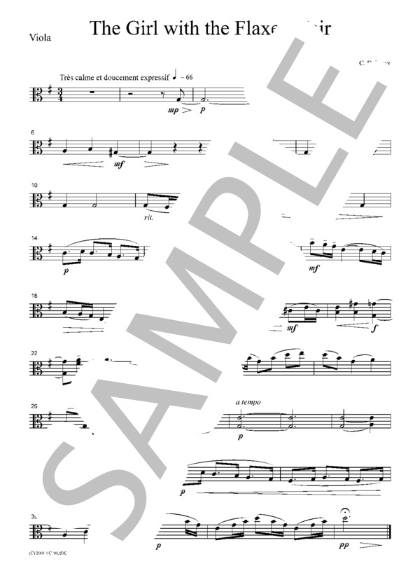 ドビュッシー 亜麻色の髪の乙女  弦楽四重奏  CD001 (クロード・アシル・ドビュッシー) / アンサンブル弦楽 初〜中級 - サンプル譜面 3/5