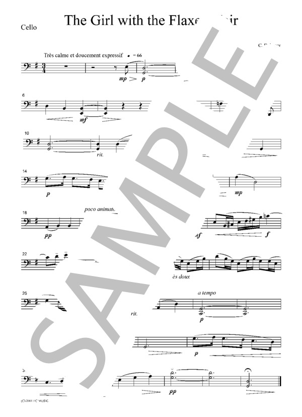 ドビュッシー 亜麻色の髪の乙女  弦楽四重奏  CD001 (クロード・アシル・ドビュッシー) / アンサンブル弦楽 初〜中級 - サンプル譜面 4/5