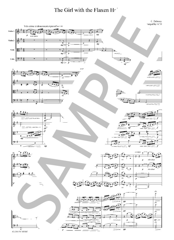 ドビュッシー 亜麻色の髪の乙女  弦楽四重奏  CD001 (クロード・アシル・ドビュッシー) / アンサンブル弦楽 初〜中級 - サンプル譜面 5/5