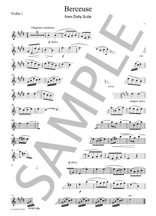 フォーレ 「組曲ドリー」より  子守唄  弦楽四重奏  CF103 (ガブリエル・ユルバン・フォーレ) / アンサンブル弦楽 初〜中級 - サンプル譜面 1/5