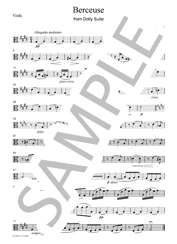 フォーレ 「組曲ドリー」より  子守唄  弦楽四重奏  CF103 (ガブリエル・ユルバン・フォーレ) / アンサンブル弦楽 初〜中級 - サンプル譜面 3/5