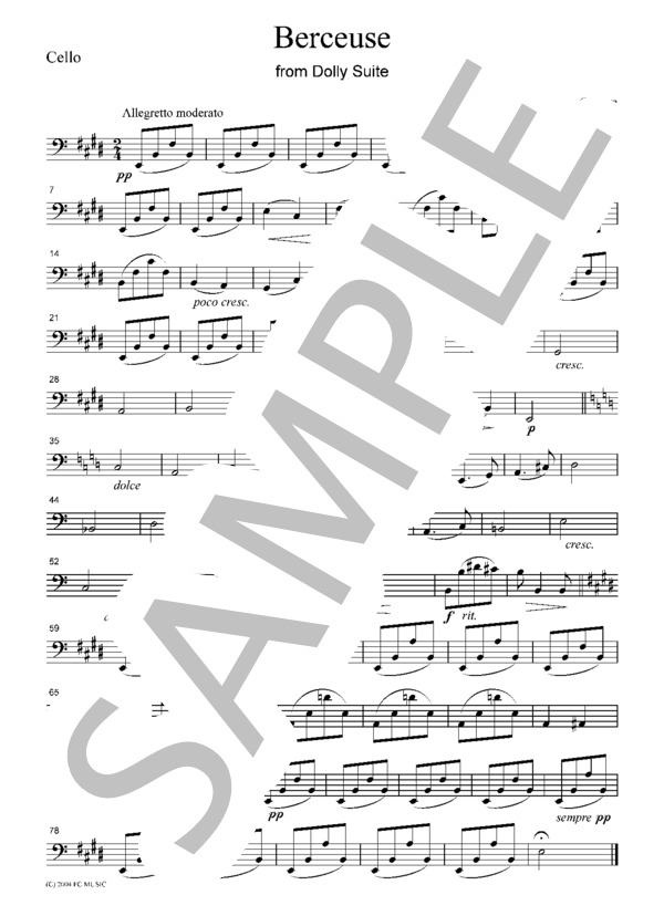 フォーレ 「組曲ドリー」より  子守唄  弦楽四重奏  CF103 (ガブリエル・ユルバン・フォーレ) / アンサンブル弦楽 初〜中級 - サンプル譜面 4/5