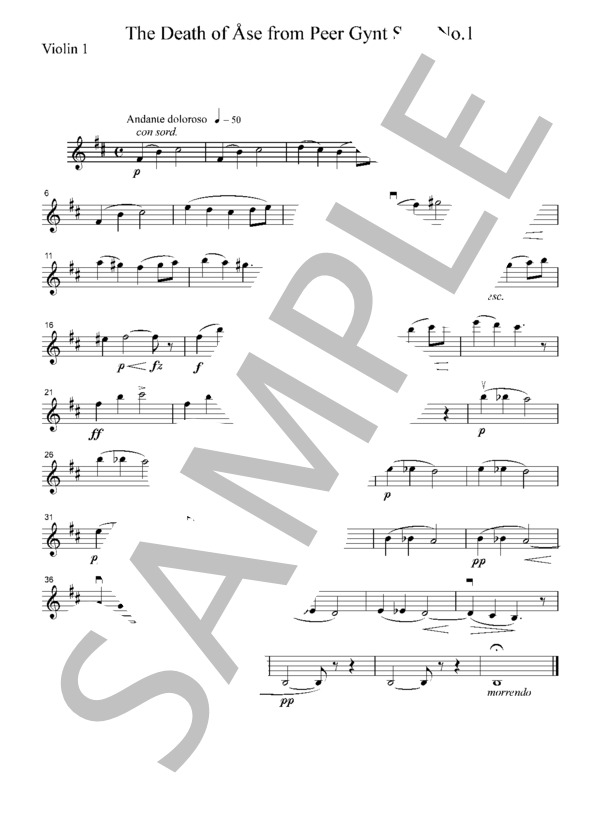 グリーグ 「ペール・ギュント」より  オーゼの死  弦楽四重奏  CG203 (エドヴァルド・ハーゲルップ・グリーグ) / アンサンブル弦楽 初〜中級 - サンプル譜面 1/5