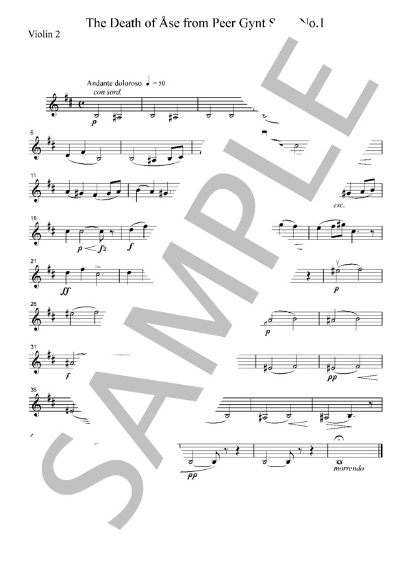 グリーグ 「ペール・ギュント」より  オーゼの死  弦楽四重奏  CG203 (エドヴァルド・ハーゲルップ・グリーグ) / アンサンブル弦楽 初〜中級 - サンプル譜面 2/5