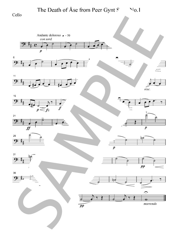 グリーグ 「ペール・ギュント」より  オーゼの死  弦楽四重奏  CG203 (エドヴァルド・ハーゲルップ・グリーグ) / アンサンブル弦楽 初〜中級 - サンプル譜面 4/5