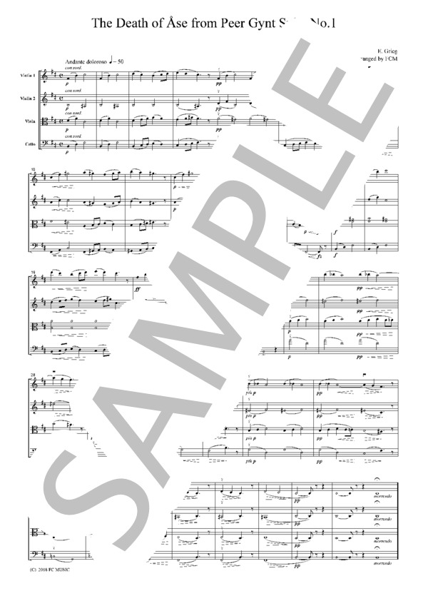 グリーグ 「ペール・ギュント」より  オーゼの死  弦楽四重奏  CG203 (エドヴァルド・ハーゲルップ・グリーグ) / アンサンブル弦楽 初〜中級 - サンプル譜面 5/5
