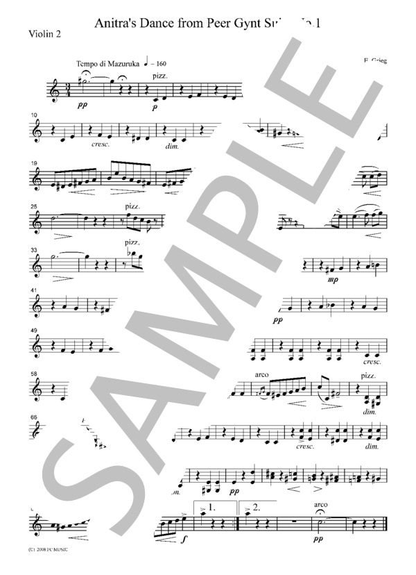 グリーグ 「ペール・ギュント」より  アニトラの踊り  弦楽四重奏  CG204 (エドヴァルド・ハーゲルップ・グリーグ) / アンサンブル弦楽 初〜中級 - サンプル譜面 2/5