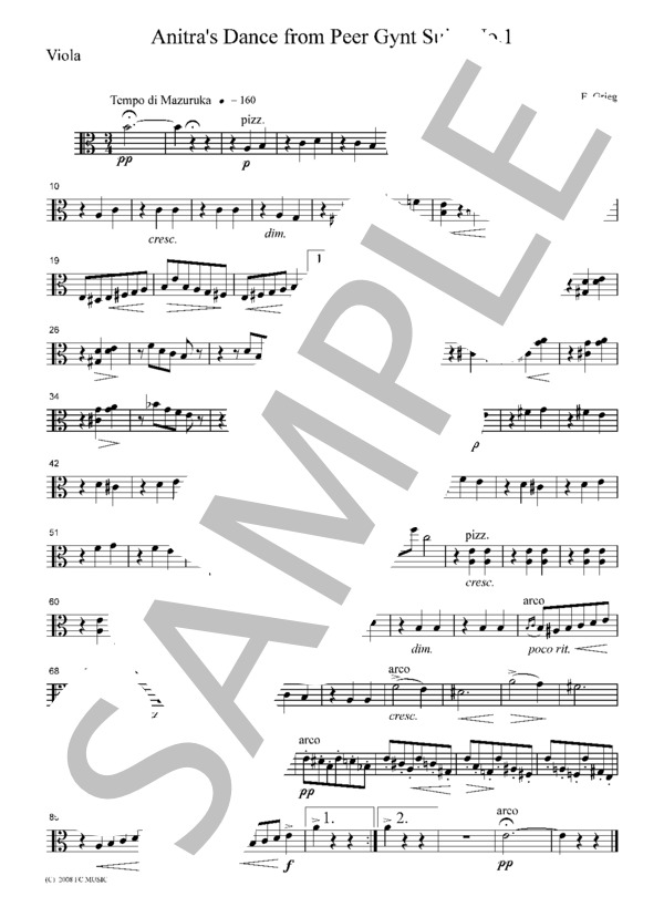 グリーグ 「ペール・ギュント」より  アニトラの踊り  弦楽四重奏  CG204 (エドヴァルド・ハーゲルップ・グリーグ) / アンサンブル弦楽 初〜中級 - サンプル譜面 3/5