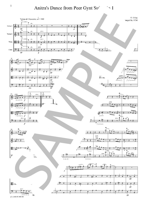 グリーグ 「ペール・ギュント」より  アニトラの踊り  弦楽四重奏  CG204 (エドヴァルド・ハーゲルップ・グリーグ) / アンサンブル弦楽 初〜中級 - サンプル譜面 5/5
