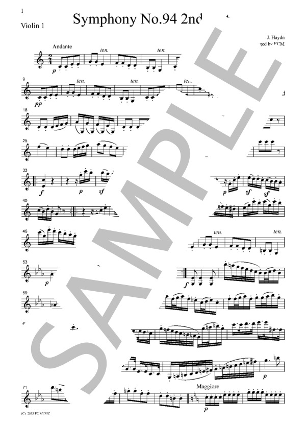 ハイドン 交響曲  第94番「驚愕」第2楽章   弦楽四重奏  CH002 (フランツ・ヨーゼフ・ハイドン) / アンサンブル弦楽 中級 - サンプル譜面 1/5